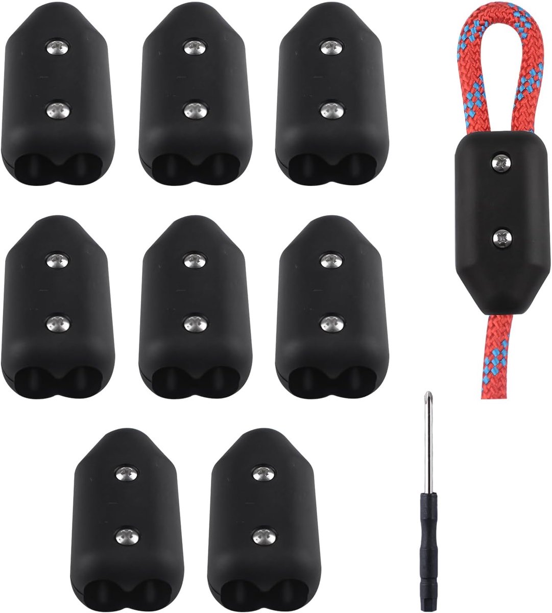 SnelShoppen - 8 Stuks Herbruikbare Touwklemmen - Kunststof Touwverbinder Klem - Geschikt voor 9-10mm Nylon of Gevlochten Touwen - UV-bestendig en Roes