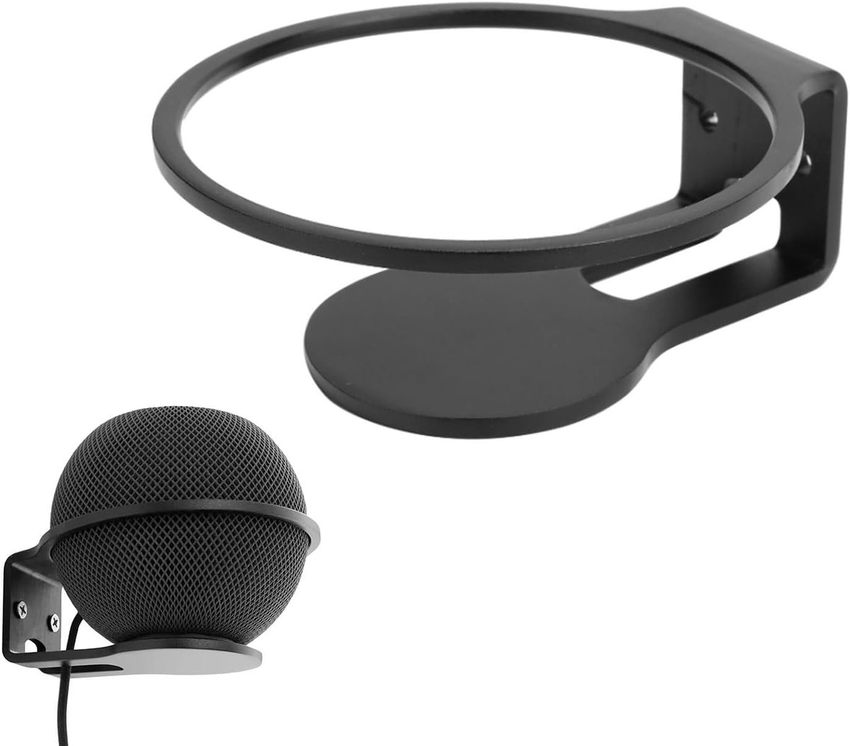 SnelShoppen - Wandbeugel voor HomePod Mini Luidspreker, Stevige Aluminium Houder met Schroeven (Zwart) voor Keuken, Studie, Woonkamer, Badkamer