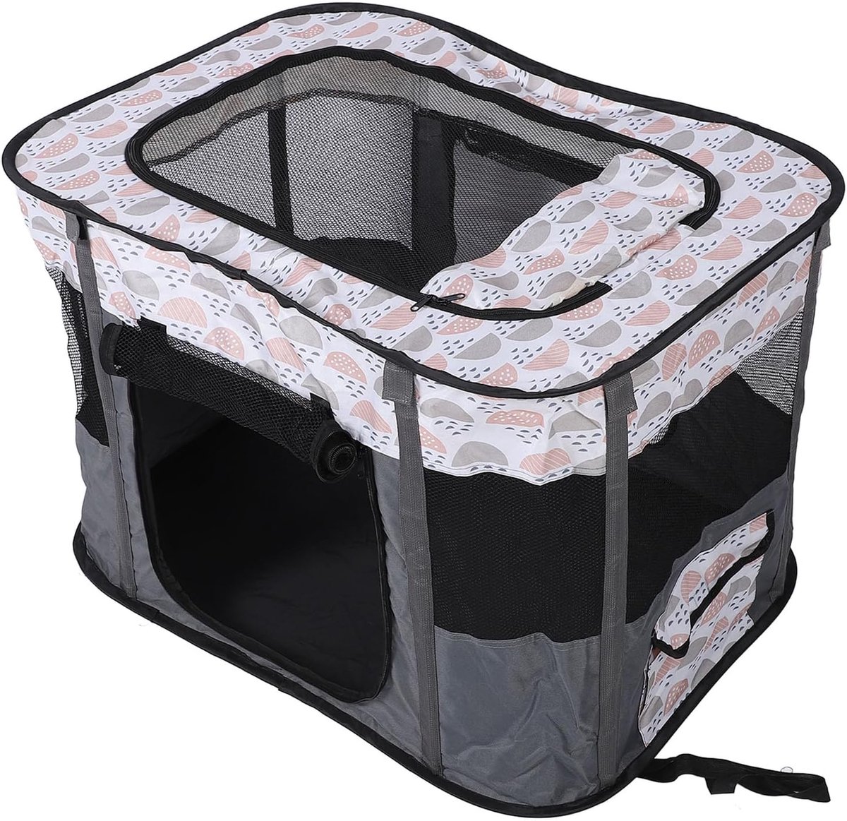 SnelShoppen - Puppy Box, Honden Box, Kattenbak voor Honden, Draagbaar Vouwbaar, 80x60x55 cm, Oxford Stof en Ademend Gaas, Ideaal voor Kamperen en Thui