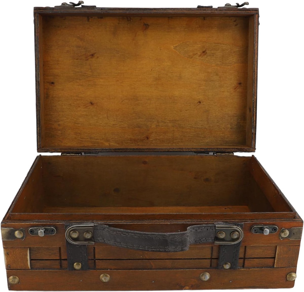 SnelShoppen - Vintage Houten Koffer, Decoratieve Opbergdoos met Stevige Sloten voor Thuisdecoratie, Cadeau voor Feestjes, Worn Geel