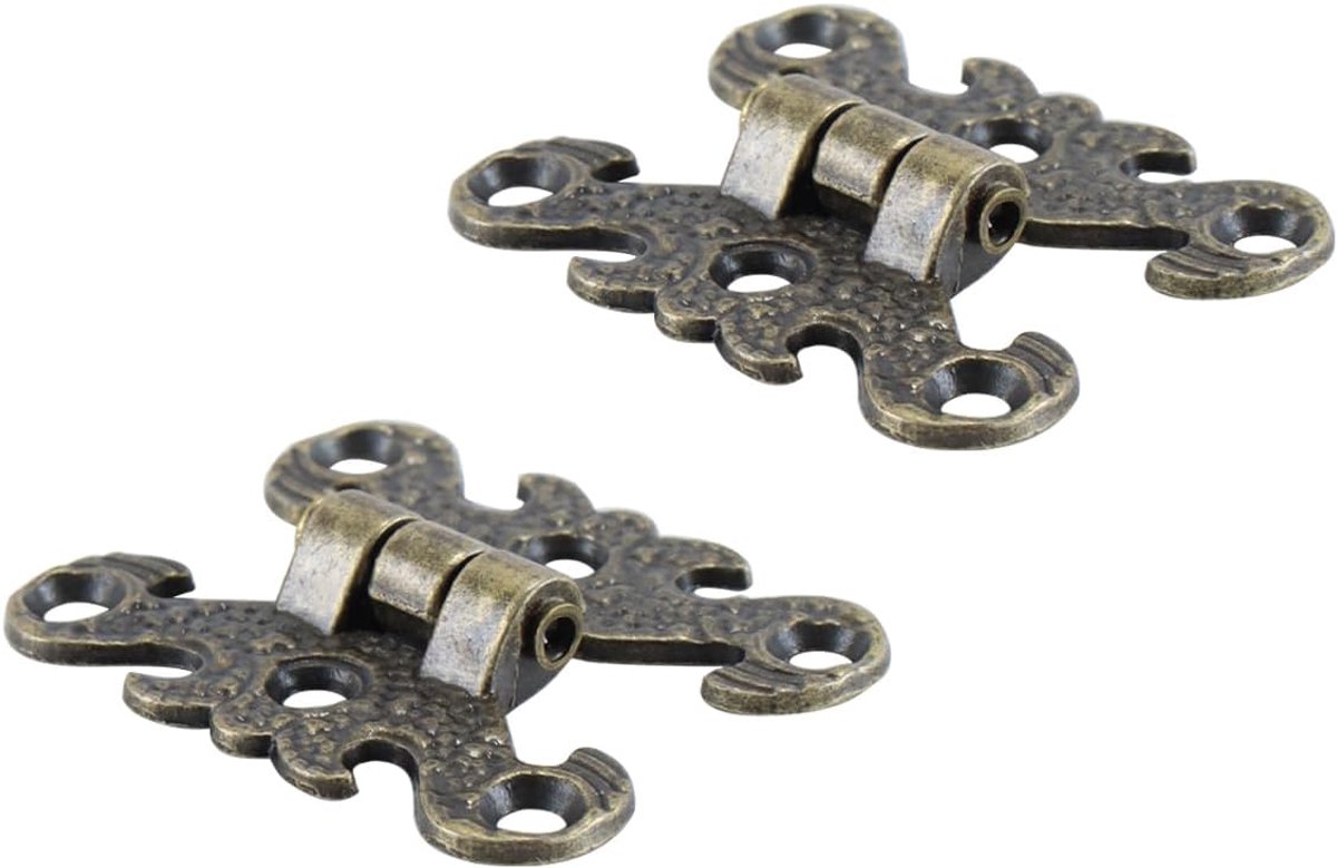 SnelShoppen - 8 Stuks Antieke Vintage Meubeldeur Scharnieren, Antiek Zink Legering Scharnieren, Decoratieve Messing Scharnieren met Schroeven voor Kas