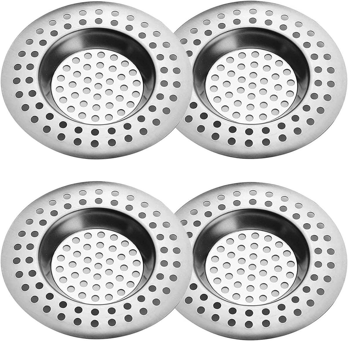 SnelShoppen - RVS Afvoerzeef, Doucheputdeksel, Haarvanger, Gootsteenstopper, Afvoerfilter voor Badkamer en Keuken, 7.5cm x 4.5cm, 2 Stuks
