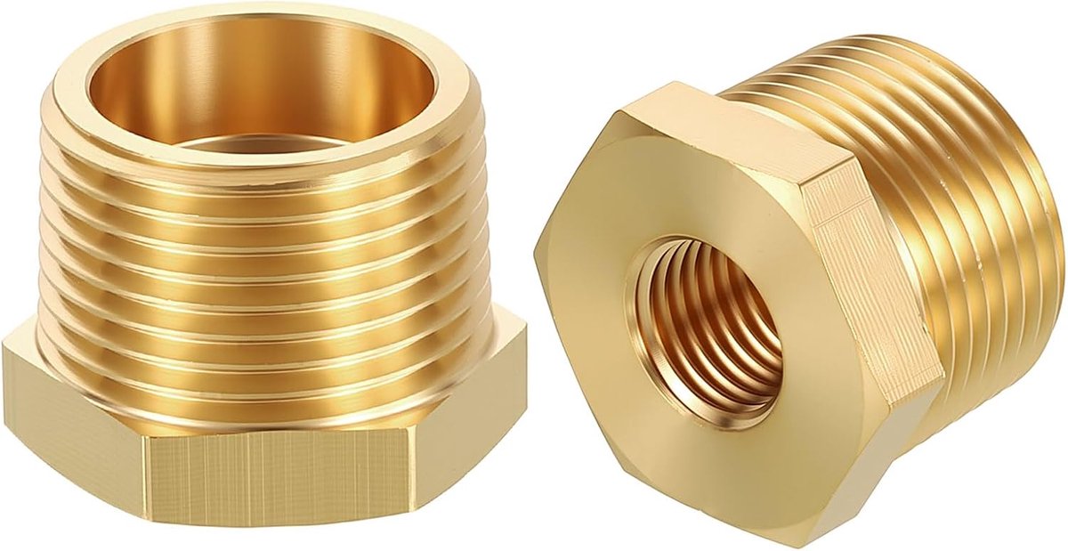 SnelShoppen - 2 Pack Male naar Female Adapters, 3/4" MNPT x 1/4" FNPT, Messing, Corrosiebestendig, Perfect voor Maritieme, Auto en Industriële Toepass