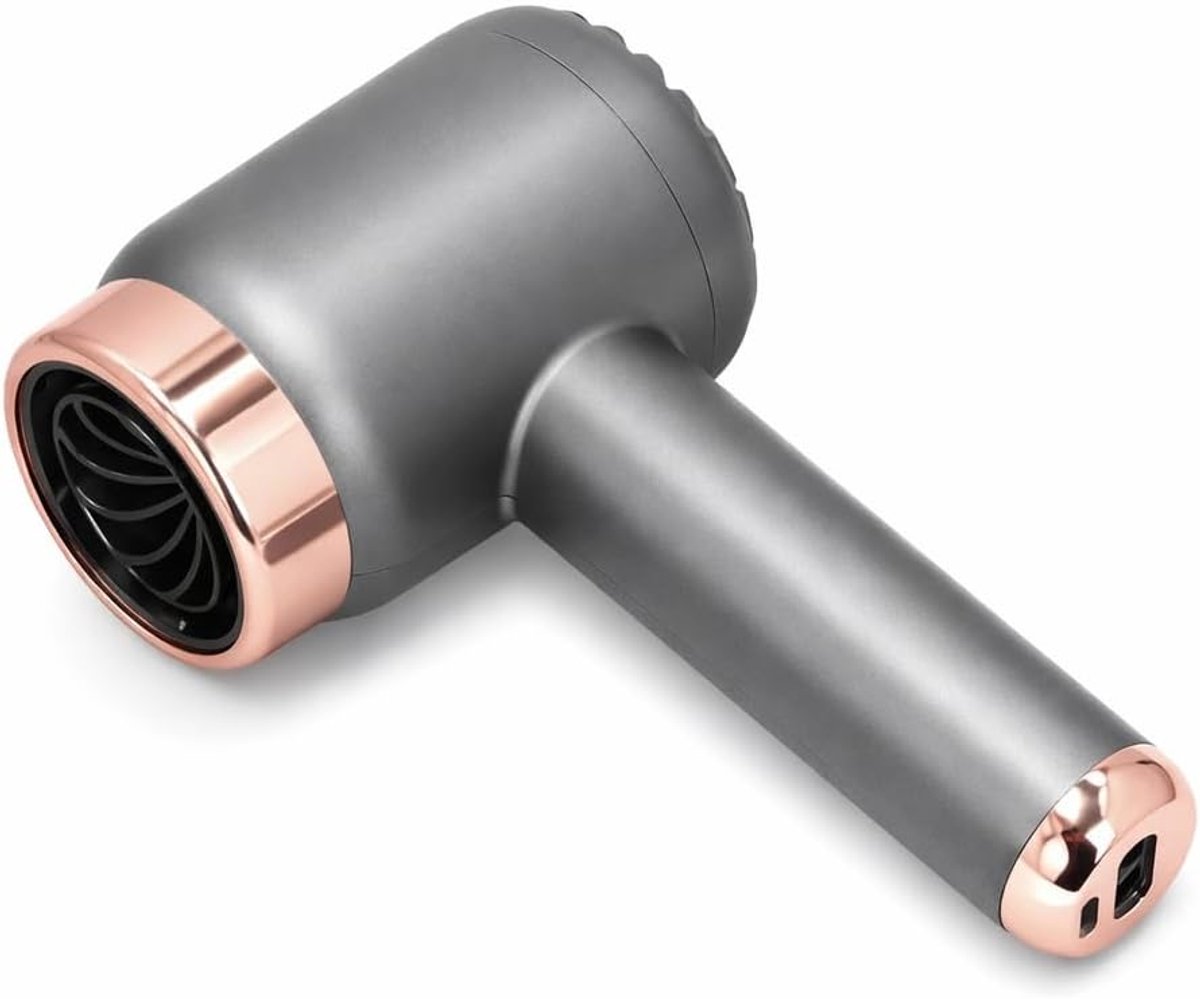 SnelShoppen - Ionic Föhn Haardroger, Snelle Droging, Draagbaar voor Thuis en Reis, USB Draadloos, Warm Koud, 1500 mAh Accu, Wit