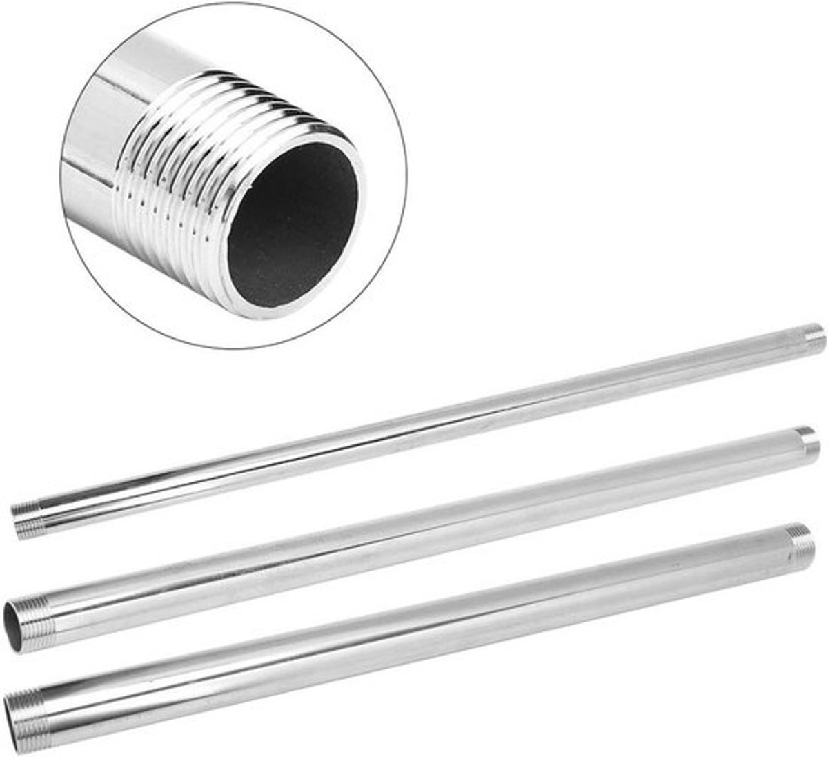 RVS Mannelijke Draad Pijpverbinder - 50 cm Adapter voor Sanitair, Gas en Waterinstallaties