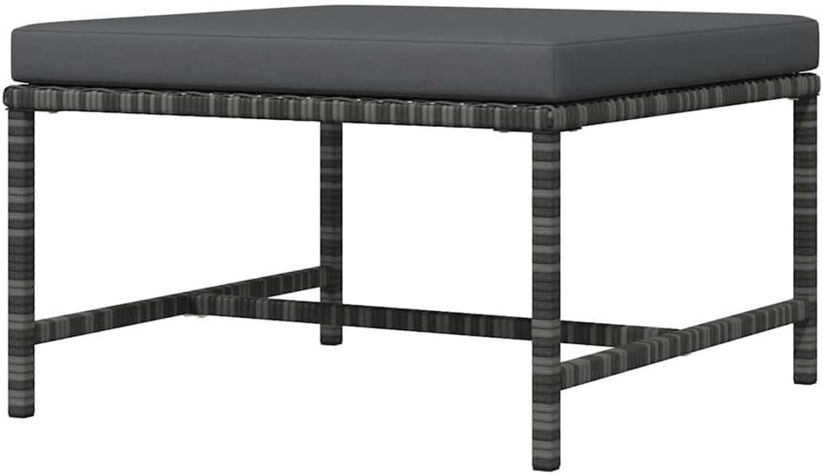 Modulaire Voetenbank - Poef Tuin - Ontspannen Buiten - Weerbestendig Rotan - 60 x 60 x 32 cm - Grijs