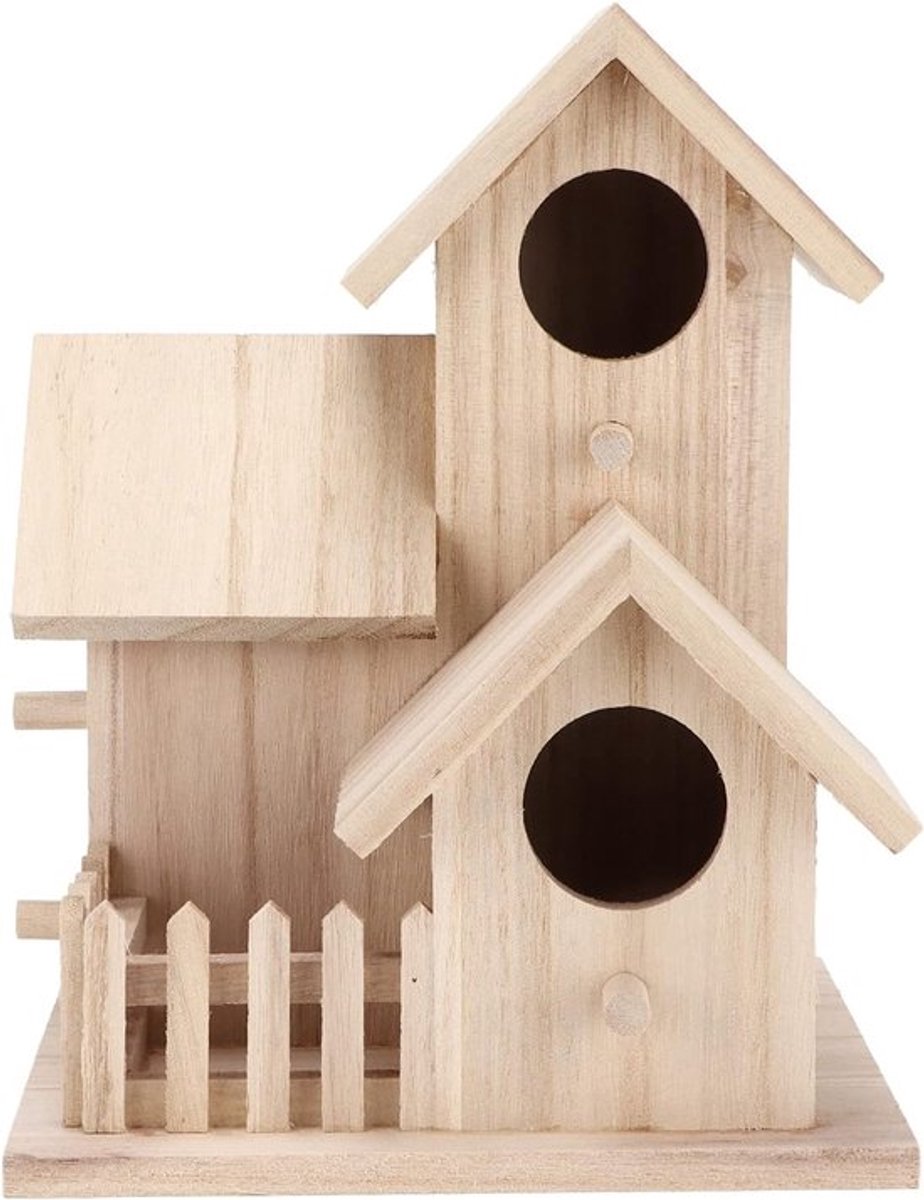Drie Kamers Vogelhuisje van Paulownia Hout voor Tuin, Ideaal voor Wilde Vogels, Hoogwaardige Beschutting en Duurzaamheid