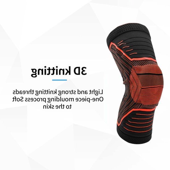 Compressie Knieband voor Unisex - Ademend Gebreide Kniebandage voor Sport, Hardlopen en Voetbal - XLarge Zwart Neon Oranje — afbeelding 3