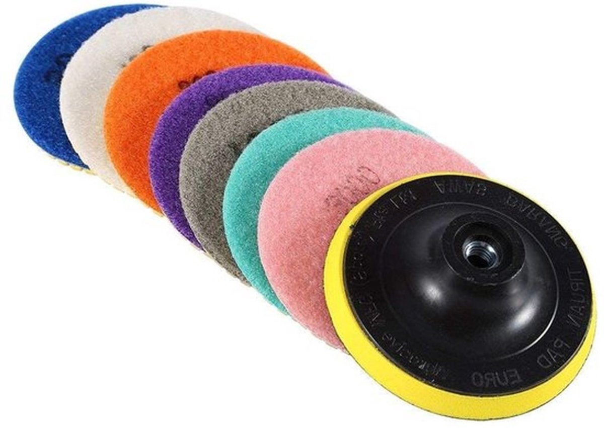 Set van Diamant Polijstpads voor Nat en Droog Polijsten - 50# tot 3000# Schuurpads voor Graniet, Steen en Beton - 4 Inch Polijstschijven