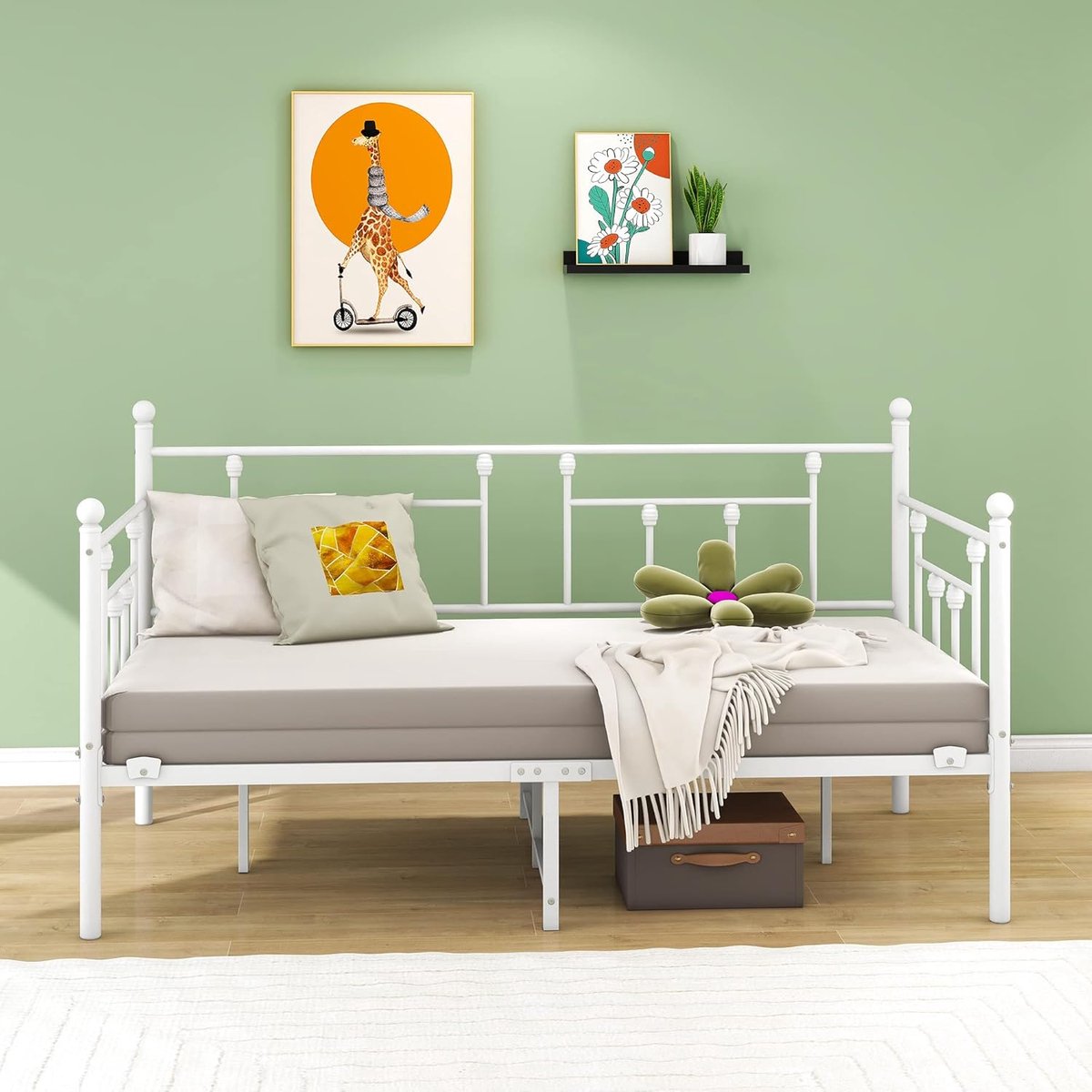 Dagbed 90 x 200 cm - Met lattenbodem - Metalen bed - Ideaal voor logeerkamer - ShopVlot