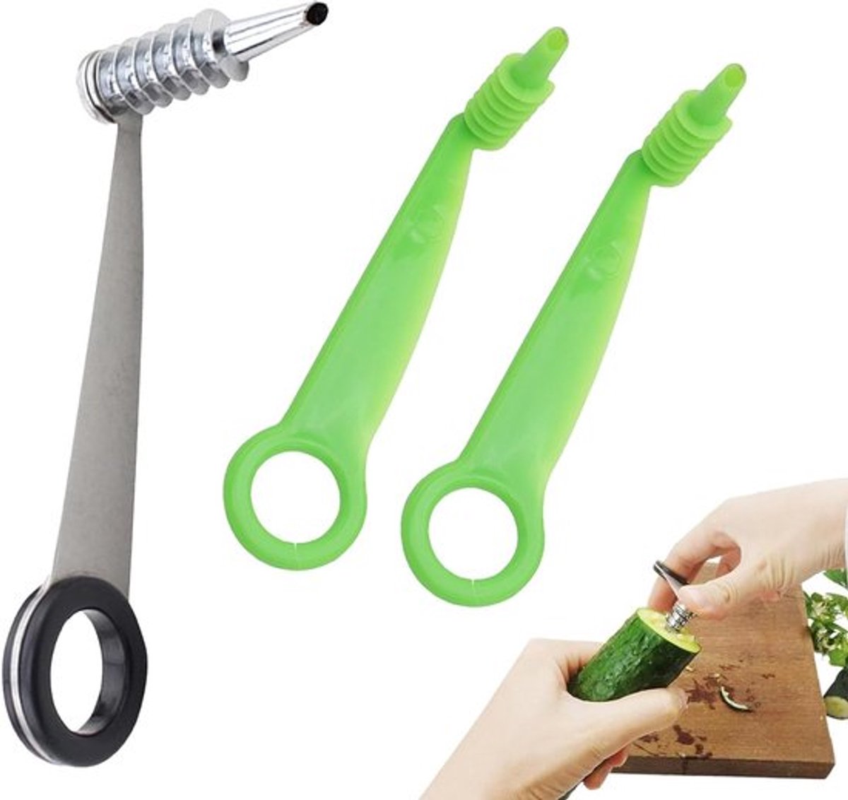 Spiraalsnijder voor Aardappelen, Set van 3 - Ideaal voor Groenten, Salades en Snacks