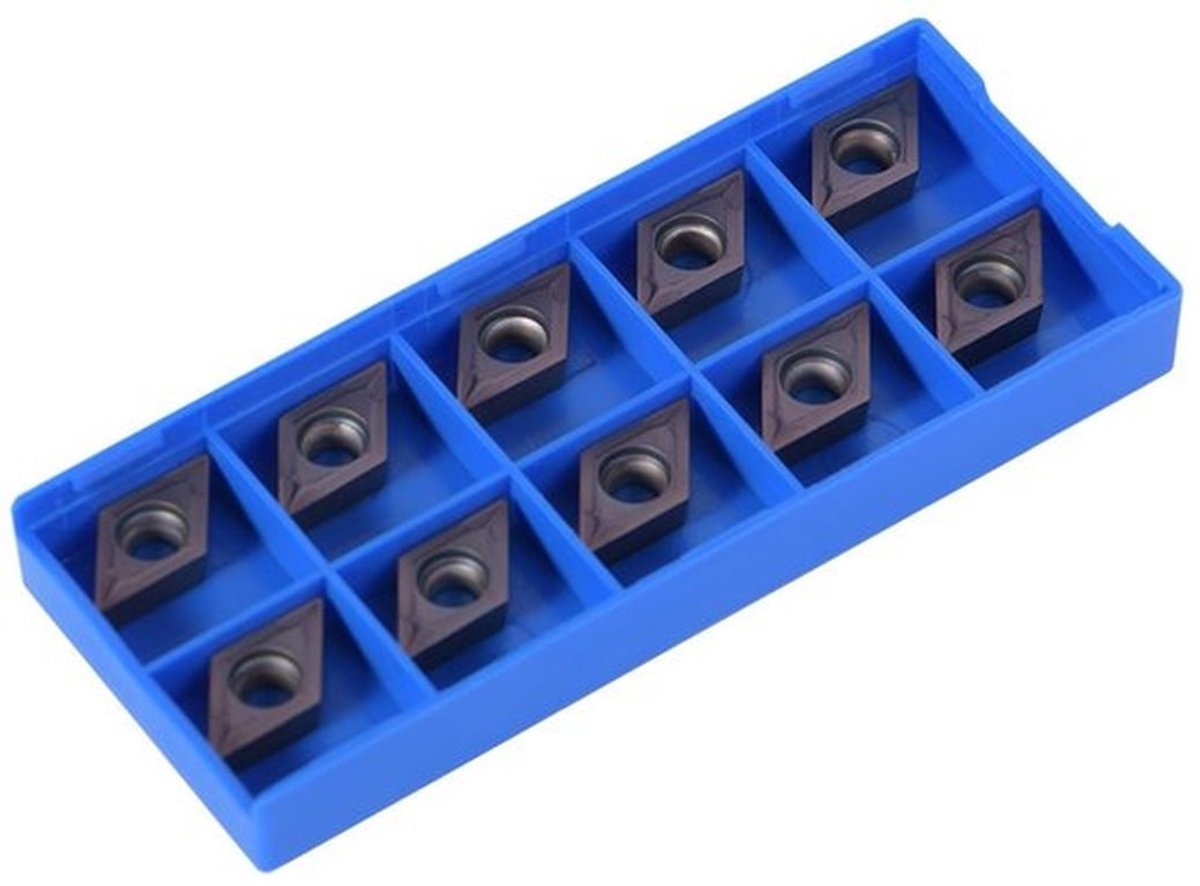 Set van 10 CNC Rotatieve Snijbladen van Hardmetaal met Diamantvorm voor Precisie Bewerking van Staal met Draaimachines en Freesmachines
