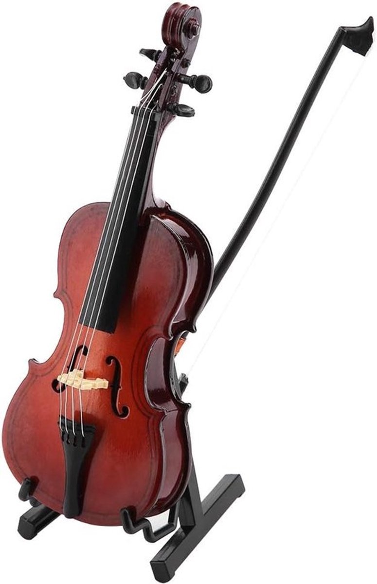 Miniatuur cello replica, houten cello model met koffer voor muziekliefhebbers, decoratie en cadeau-ideeën van 5,5 inch voor bureau en plank