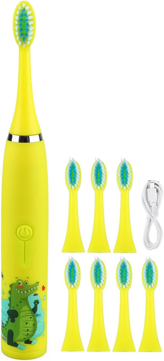 tandenborstel voor kinderen, Sonic elektrische tandenborstel, 4 standen 8 borstelkoppen USB-opladen Elektrische tandenborstel met zachte borstels en kleine borstelkop voor kinderen vanaf 3