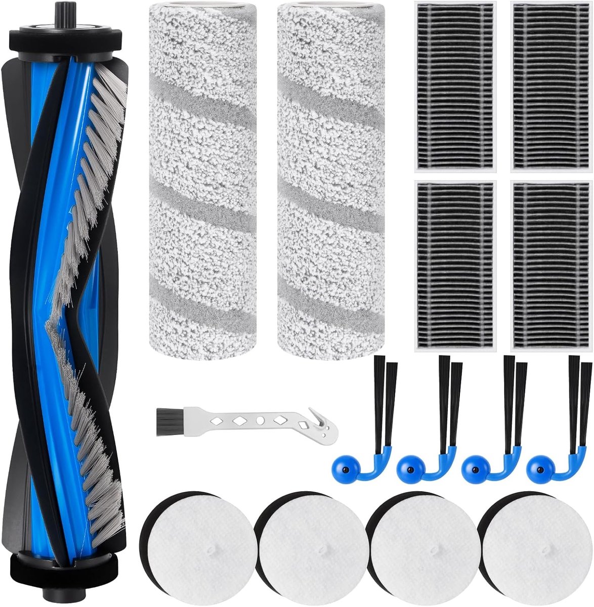 15-delige accessoireset voor Ecovacs Deebot X11 OmniCyclone robotstofzuiger, 1 hoofdborstels, 2 wimmop, 4 OmniCyclone stationfilters, 4 zijborstels, 4 HEPA-filters