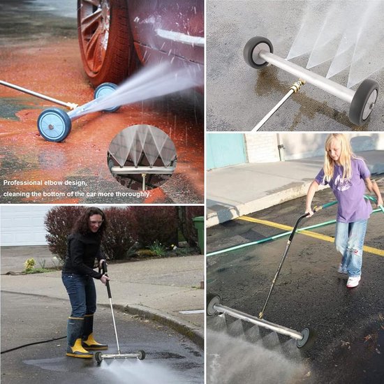 Hogedrukreiniger, ondervloerreiniger, 40 cm, waterbezem voor ondervloer, autowassen, met 3 verlengstangen, 4000 psi, oppervlaktereiniger voor hogedrukreiniger — afbeelding 3