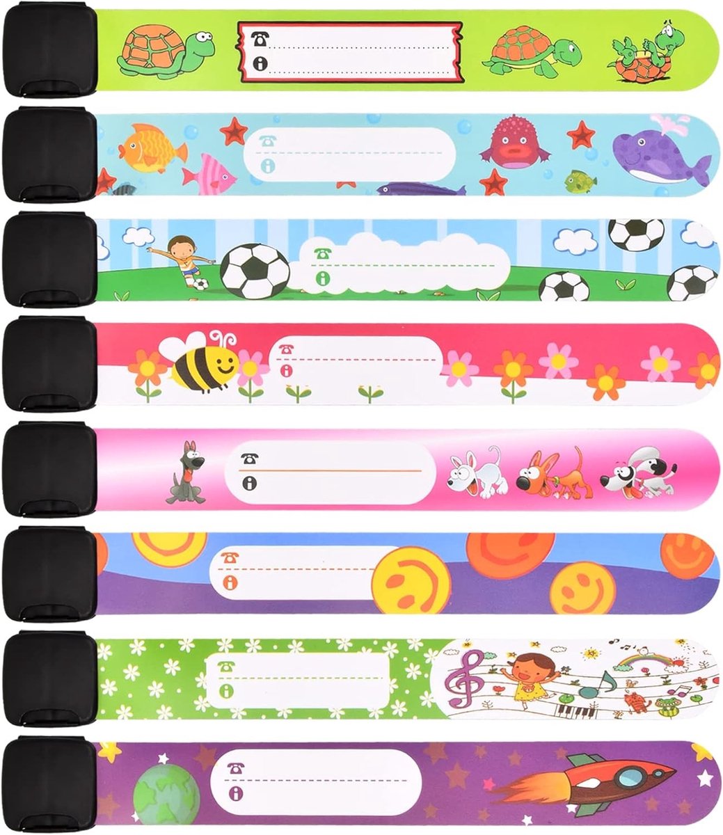 8-delige noodarmband voor kinderen, SOS armband met telefoonnummer, naamarmband voor jongens en meisjes, waterdicht en herbruikbaar, anti-verlies oplossing voor veiligheid