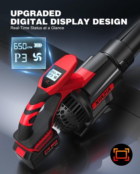 Accu Bladblazer 21 V met LCD-scherm - 2 x 4,0 Ah Accu - 650 CFM - 3 Snelheden en Snellader — afbeelding 2