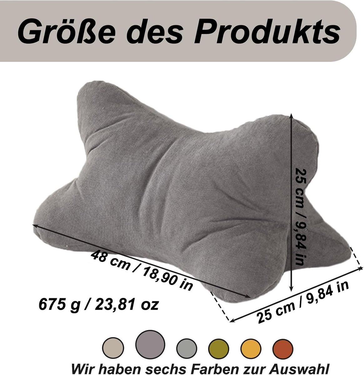 Nekkussen - Grijs - 48 x 31,5 x 5 cm - Ergonomisch Leeskussen met Flexibele Ondersteuning - Voor Volwassenen