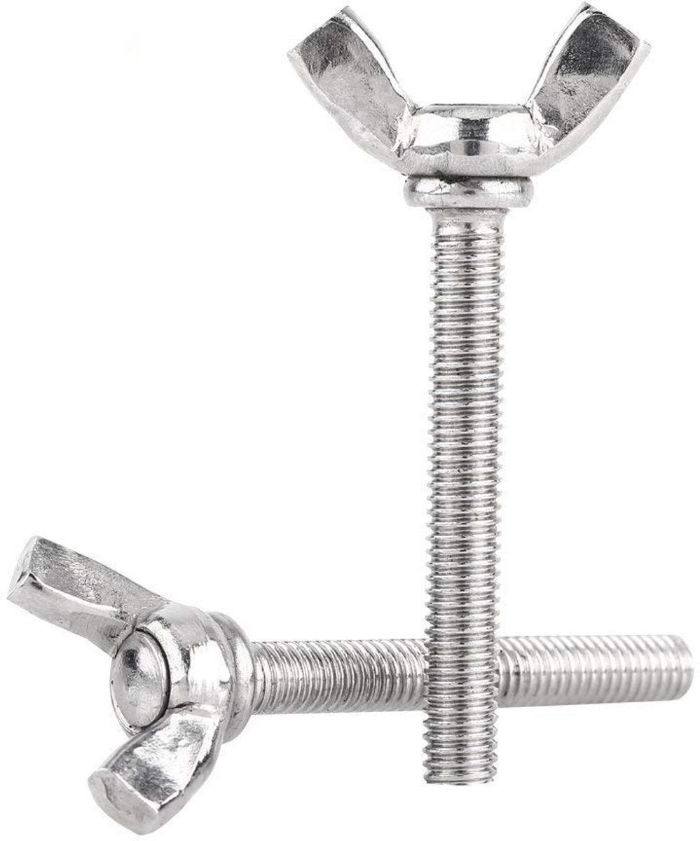 SnelShoppen - Lot van 5 Stuks M5 Vleugnagels Metriëk Draad Volledig Draad in RVS 304 (M5 * 40Mm) - Roestvrij Staal, Sterk en Corrosiebestendig