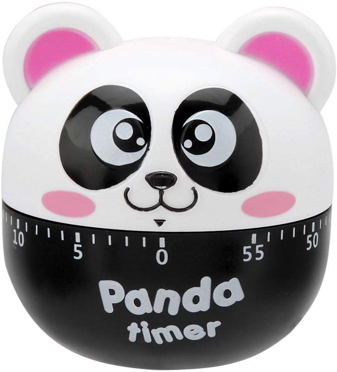 SnelShoppen - Cartoon Panda Vorm Keuken Timer, Mechanische Keuken Alarmklok, Handmatige Dier Vorm Teller voor Koken, Roze, 1-55 Minuten