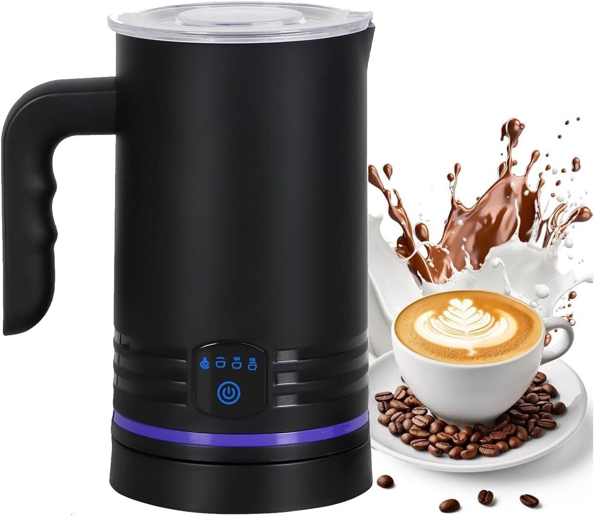 Elektrische Melkopschuimer - Melkwarmer Schuimer - Koffie Bereiden - Vier Functies - 430 ml - Zwart