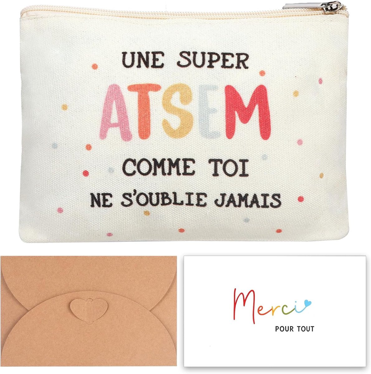 Cadeaus voor leraren en collega's, canvas tas bedrukt in het Frans, bedankkaart en envelop, voor lerarendag - ShopVlot