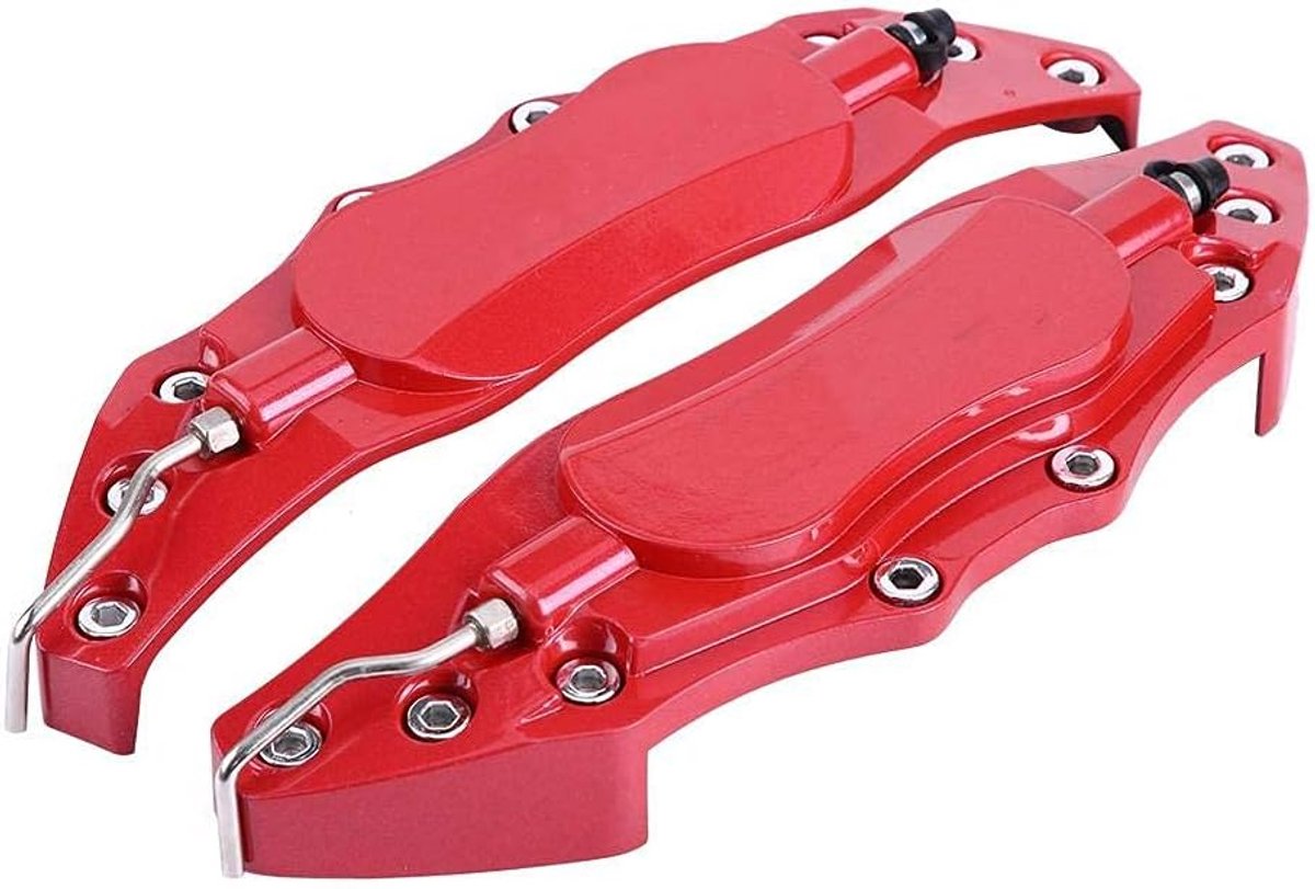 SnelShoppen - Remklauwcover 2 Stuks Aluminium Beschermfolie voor Wielnaaf 16-17 Inch Medium (Rood) - Duurzaam en Corrosiebestendig