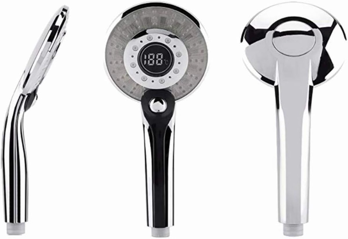 SnelShoppen - Handdouche met 3 Spraymodi, Digitale Temperatuurweergave, 3-kleurige LED Temperatuurregeling, Duurzaam ABS, Corrosiebestendig, Ideaal vo