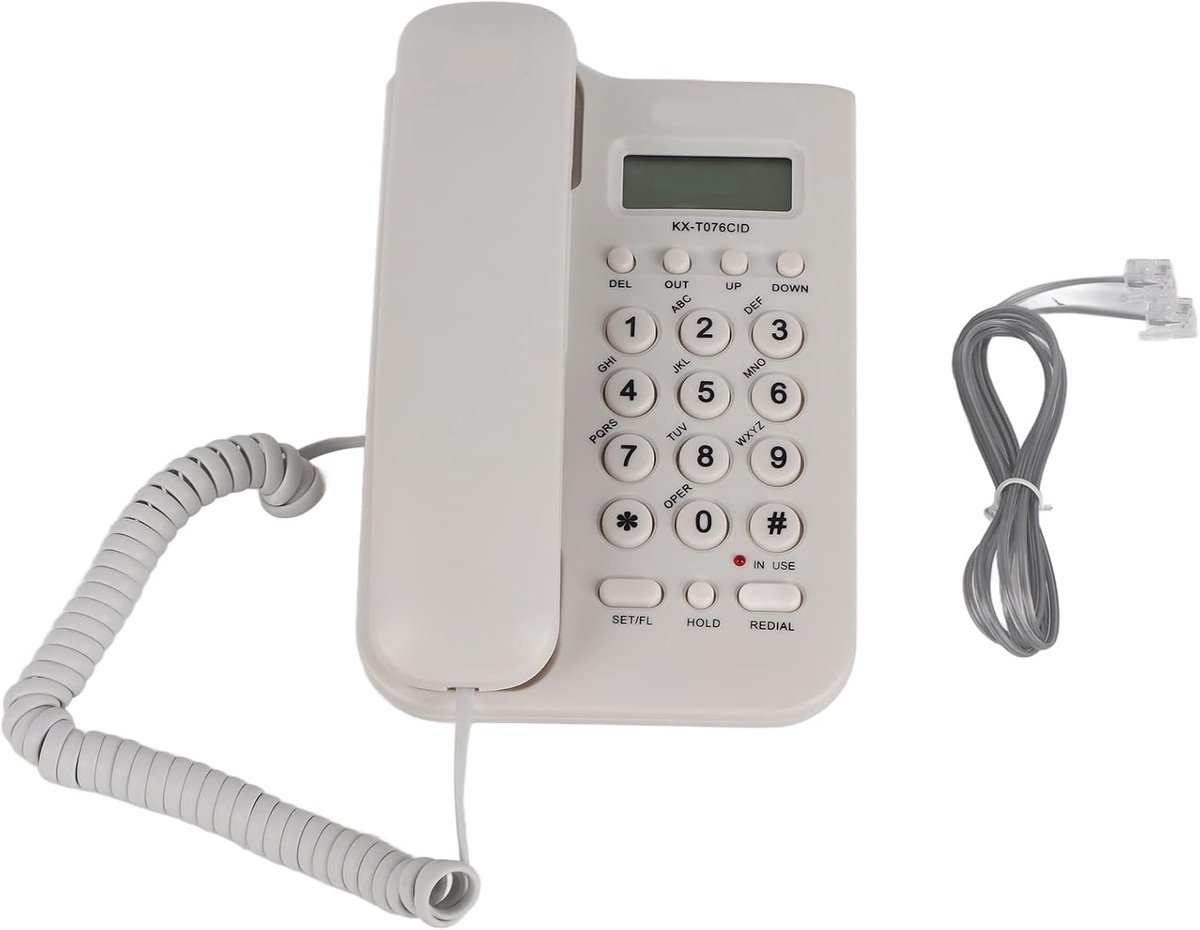 SnelShoppen - Wandtelefoon Vast Voor Thuis, Geen Batterij Nodig, FSK/DTMF Dubbel Systeem, Duurzaam ABS Materiaal, Eenvoudig Te Installeren, Voeding Vi