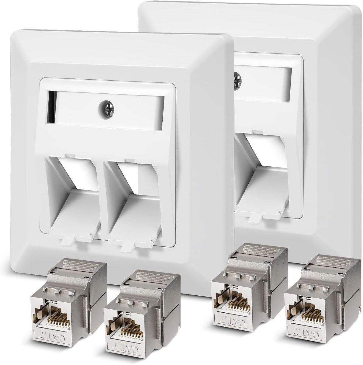 RUIZHI Keystone RJ45 2-Port CAT 7 Network Box, Flush-Mounted Box, 10 Gbit/s, Flush-Mounted Box, Ethernet, LAN Box - ShopVlot