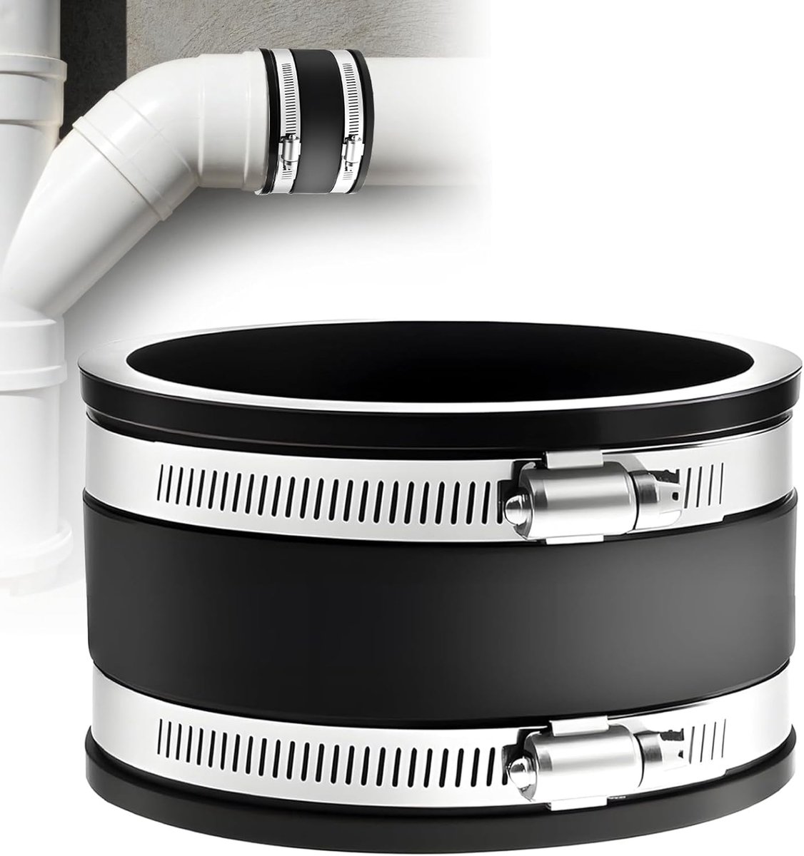 Ø 100 mm connector flexible rubber with stainless steel clamps - ShopVlot