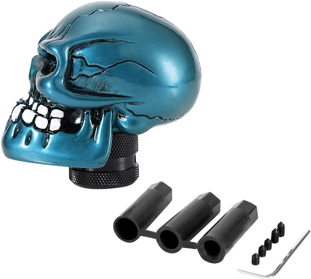 SnelShoppen - Universele Gear Shift Skeleton Skull Auto Versnellingspook Lever Cyan - 70mm Hoog, 53mm Breed, 80mm Diep - Verbeterde Grip voor Auto's