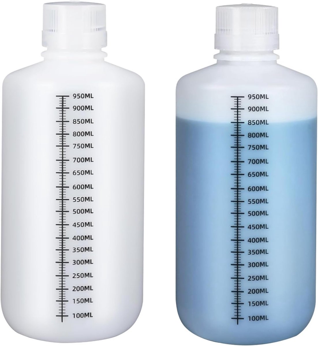 SnelShoppen - HDPE Laboratoriumflessen - Chemisch Bestendige Plastic Flessen met Afsluitbare Deksel - Translucent en Lekvrij voor Reagentia, Monsters,