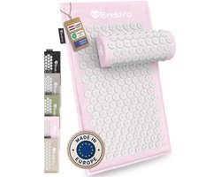 BrellaVio Spijkermat Set met Spijkerkussen - Pastel Roze - 74x44 cm - Acupressuur Mat - Spijkerbed - Acupunctuur Kussen - Shakti Massage