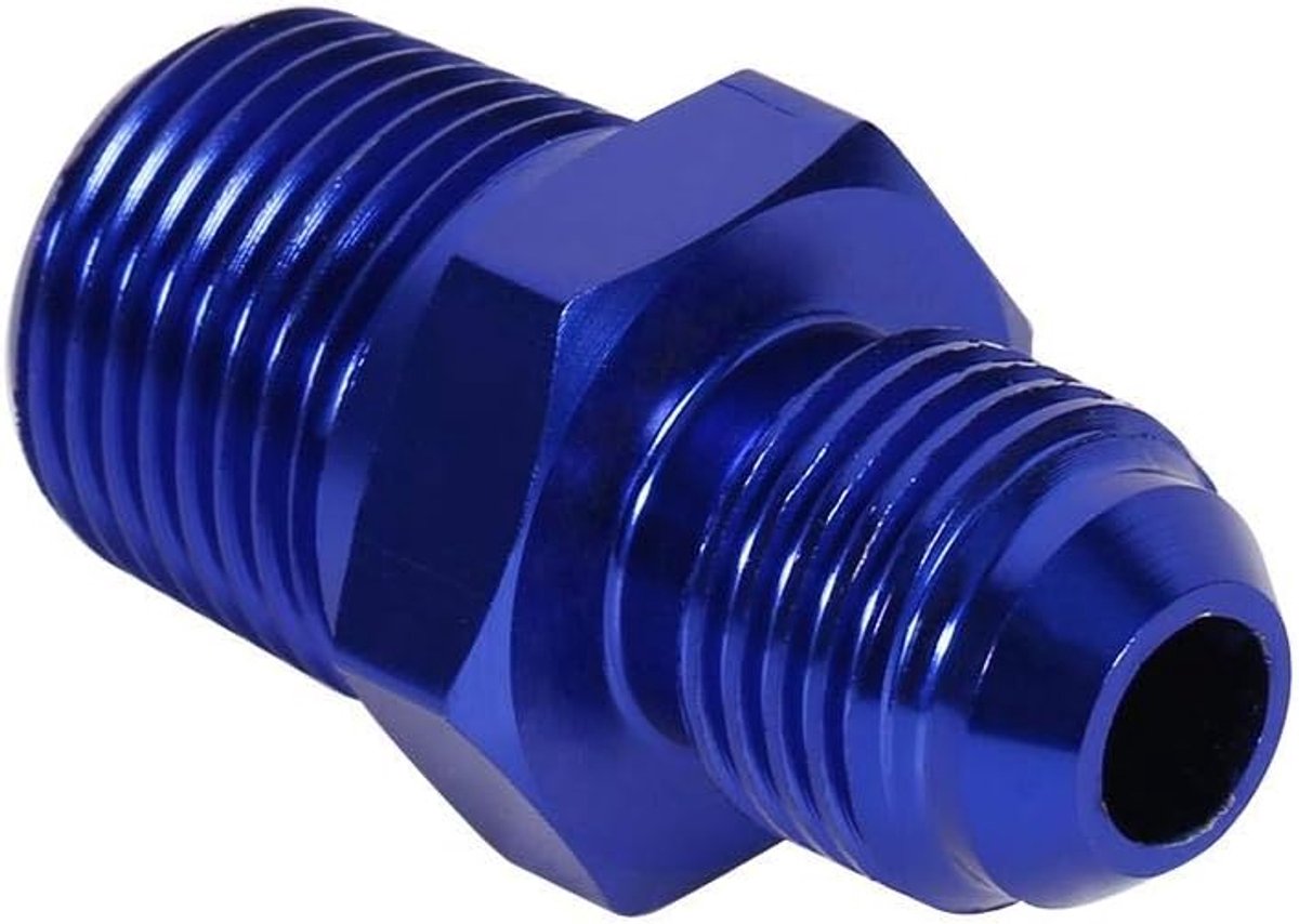 SnelShoppen - AN6 naar 3/8" NPT Fitting Adapter Aluminium Male Flare Blauw - Duurzame Koppeling voor Auto Brandstof- en Olieleidingen