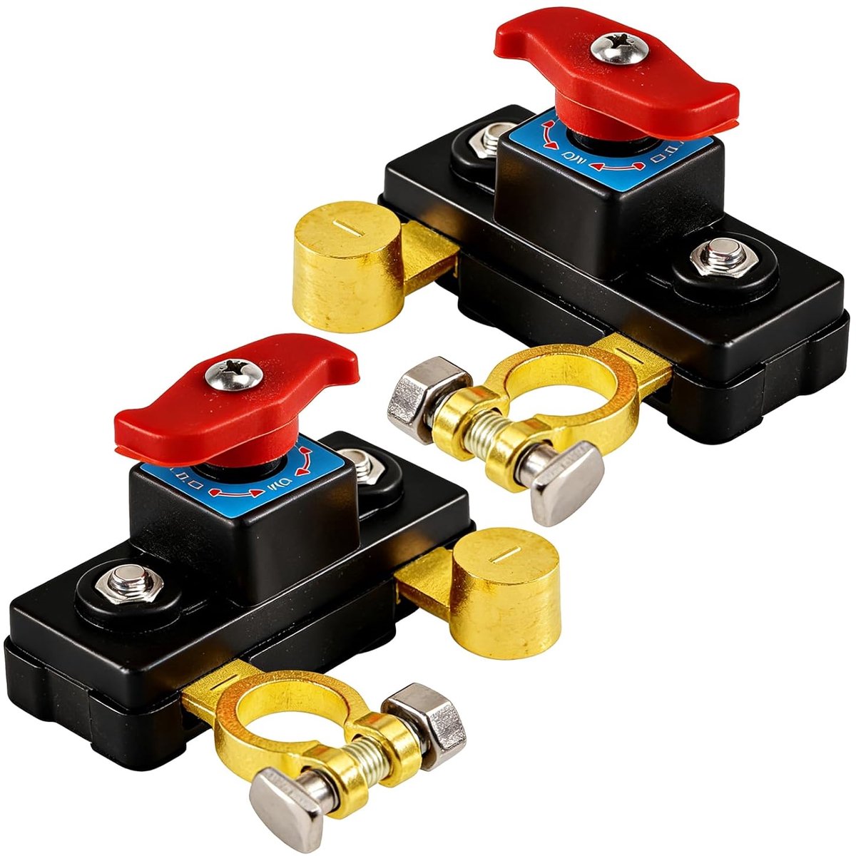 SnelShoppen - 2 Stuks Batterijscheidingsschakelaar 100 A, 12 V/24 V Accuscheidingsschakelaar met 1000 A Piekstroom van Puur Koper, Universele Auto Acc