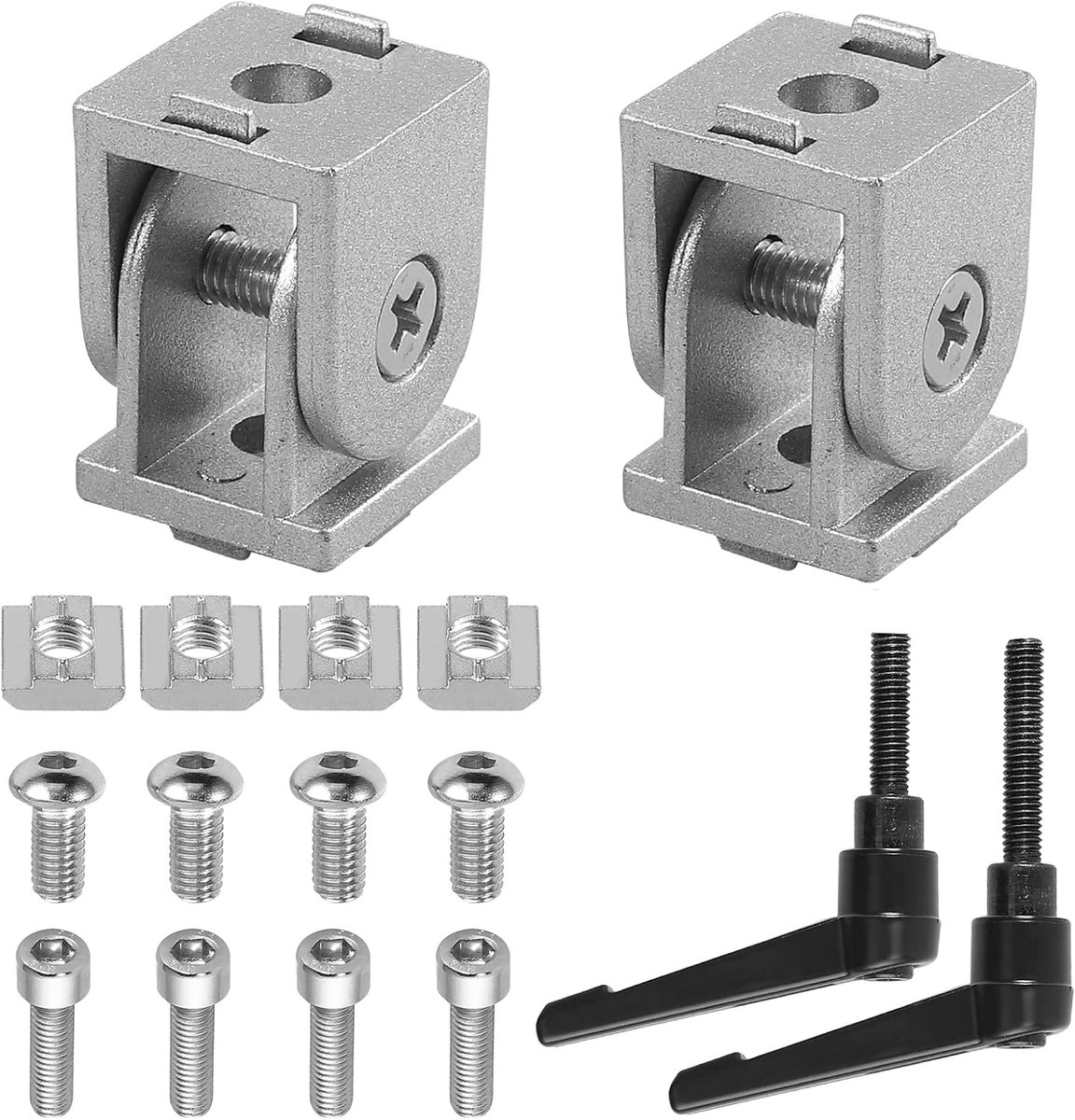 SnelShoppen - Hinge Connector 2 Stuks, 2020 Groef, 6 Verstelbare Hoeken, Aluminium Profiel, Scharnier, 180° Rotatie met Klaphef