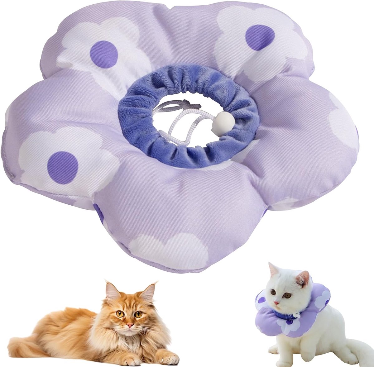SnelShoppen - Elizabethaanse Kattenhalsband Bloem Soft Adjustable Beschermende Halsband voor Katten en Honden - Hoogwaardige Polyester, Verstelbaar, C