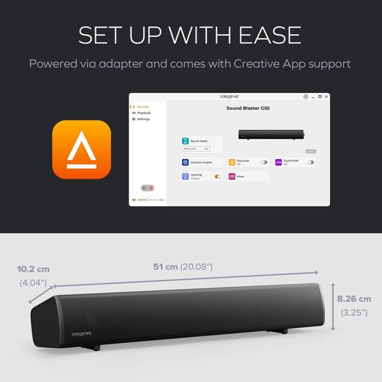 Gaming Soundbar - PC Speaker - Immersief Geluid - SuperWide Technologie - 61 cm - Zwart — afbeelding 3