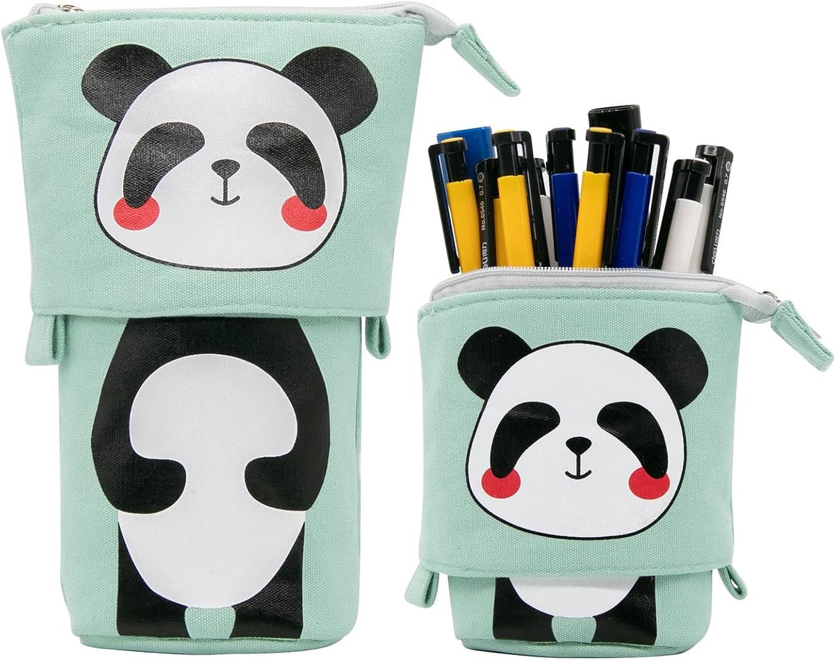 SnelShoppen - Telescopisch Pennenetui, Multifunctioneel Met Rits, 2-in-1 Stationery Case voor Kinderen, Jongeren en Volwassenen, Lichtgroen, Ruimtebes