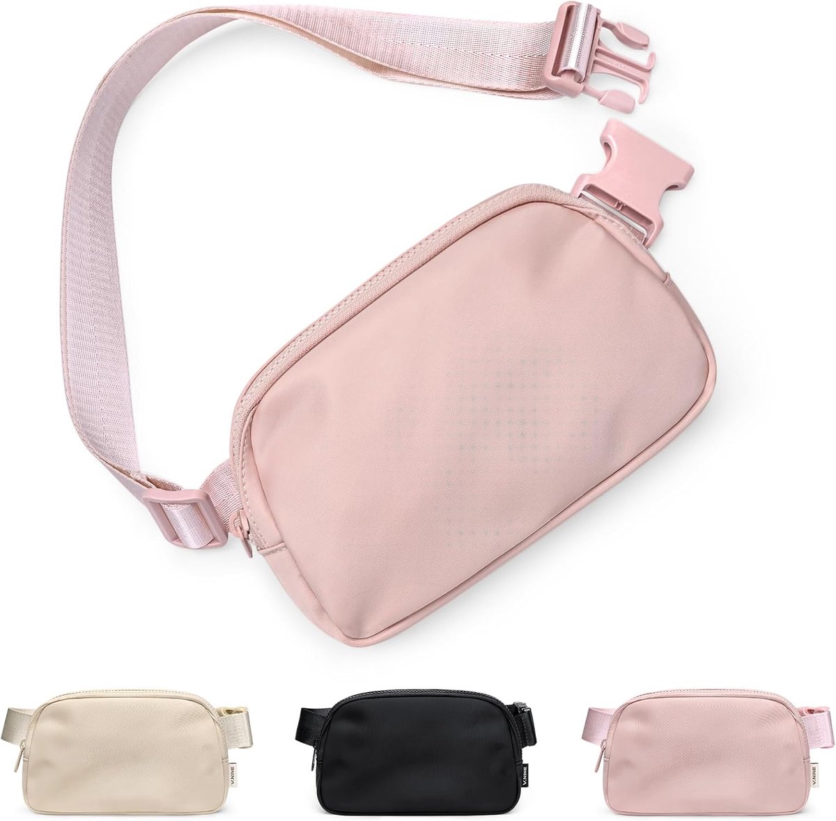 SnelShoppen - Crossbody Fanny Pack voor Vrouwen, Roze, Lichtgewicht, Mini Heuptas met Hoofdvak, Mesh Pocket en Ritsvak, Perfect voor Feest, Uitgaan of