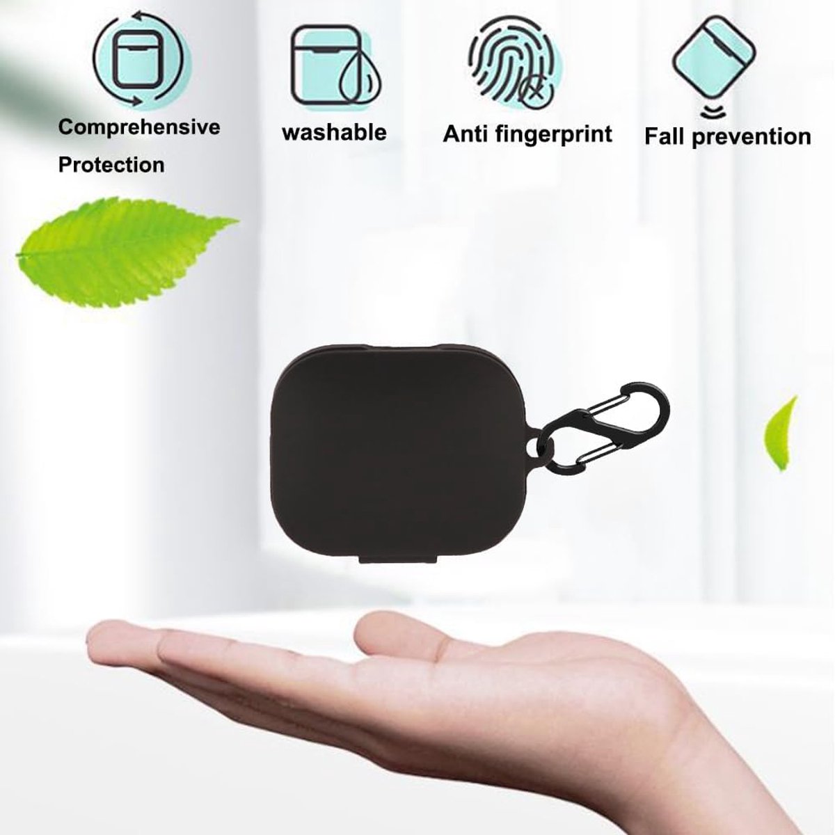 SnelShoppen - Silicone Hoes voor Xiaomi Redmi Buds 5, Schokbestendige Beschermhoes met Sleutelhanger (Zwart)