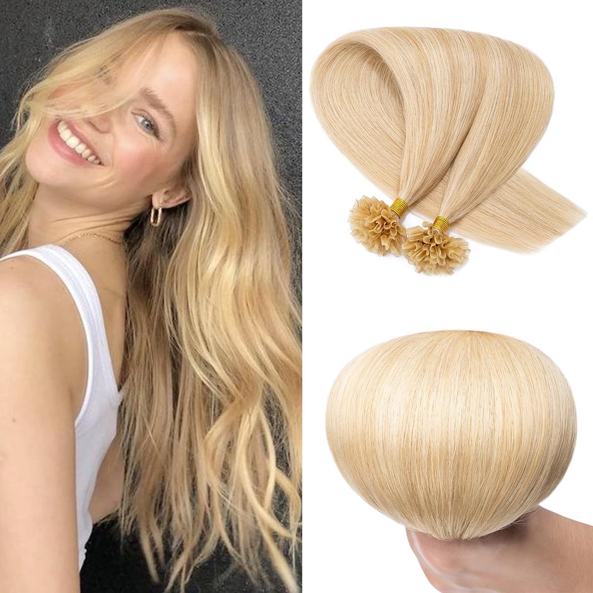 Haarverlenging Echthaar Bonded U Tips - Remy Haar - Keratine Lijm - Voor een natuurlijke look - ShopVlot