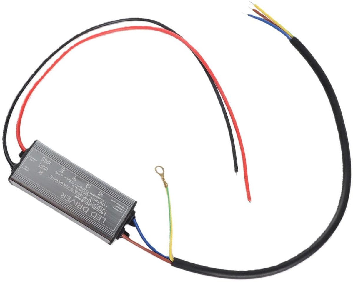 SnelShoppen - LED Driver 24W IP65 Weerbestendig, Ingang AC95-265V, Uitgang 24-42VDC, 600mA voor Tuinverlichting en Buitenlampen