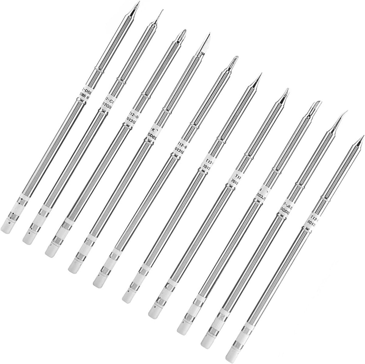 SnelShoppen - Soldering Iron T12 Series - 10 Stuks Solderingtips van Zuurstofvrij Koper - Temperatuurbereik 200~480°C - Max Vermogen 75W - Geschikt vo