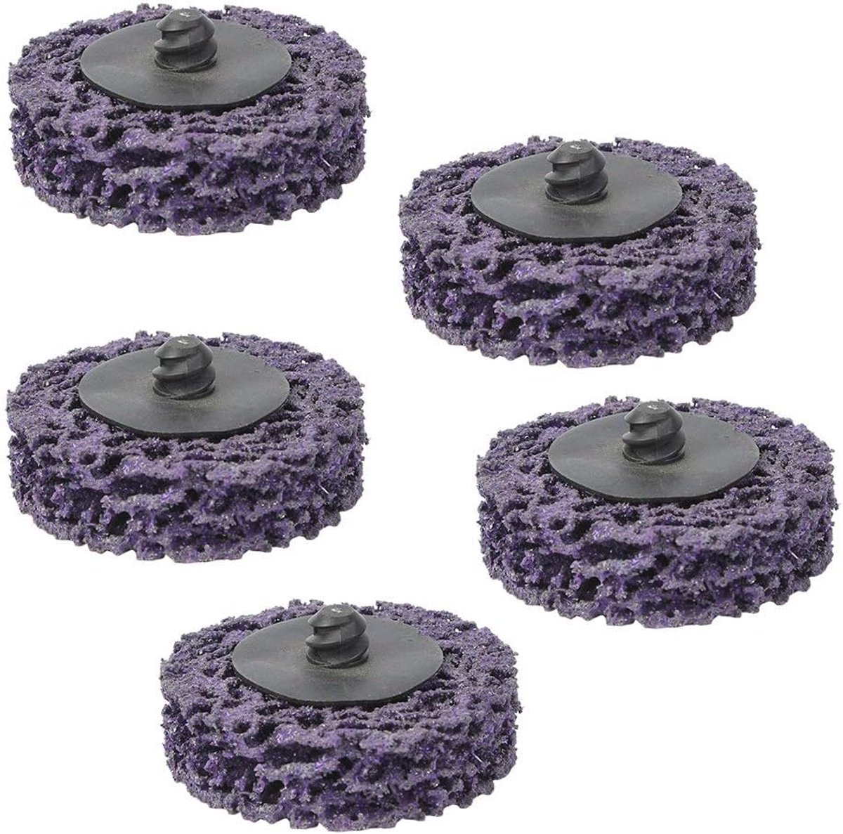 SnelShoppen - 5-delige 50mm stripdisc roestverwijderingsschijf, 2 inch schuurwiel, nylon polijstschijf voor het verwijderen van verf of roest (paars)