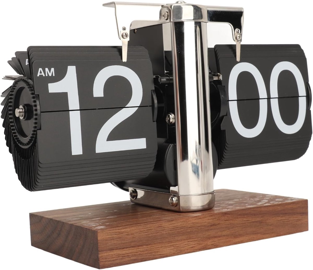 SnelShoppen - Retro Flip Klok - Enkele Digitale Vouwklok - Automatische Mechanische Flip Klok - Desk Klok voor Thuis Woonkamer - 12 Uur - Roestvrijsta