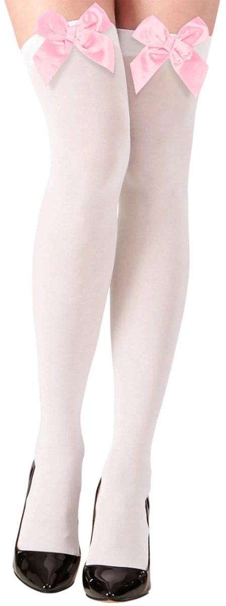 Witte Jarretelles met Strik - Elegant Dames Kousenband in Polyester en Lycra - Maat XS tot XL
