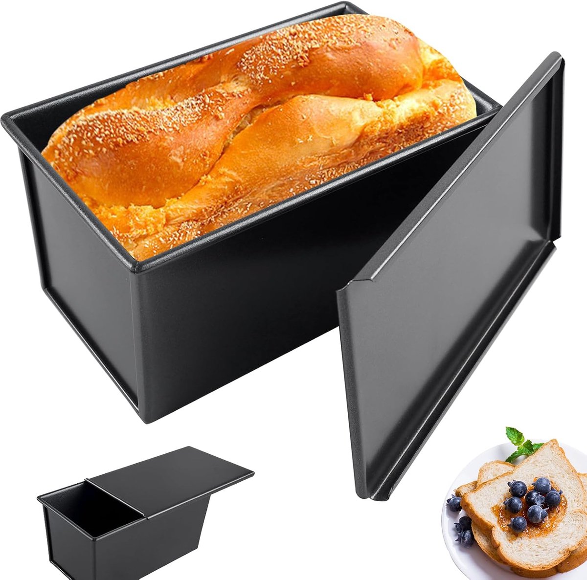 SnelShoppen - Brood Bakvorm met Deksel, Antiaanbaklaag, Rectangulaire Bakvorm voor Toastbrood, Cakepan, Broodvorm tot 230°C, 21 x 11 x 10.2 cm voor Ke